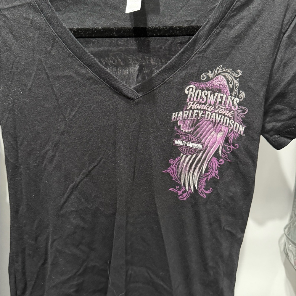 Harley-Davidson Black and Pink Graphic Short Sleeve Tee